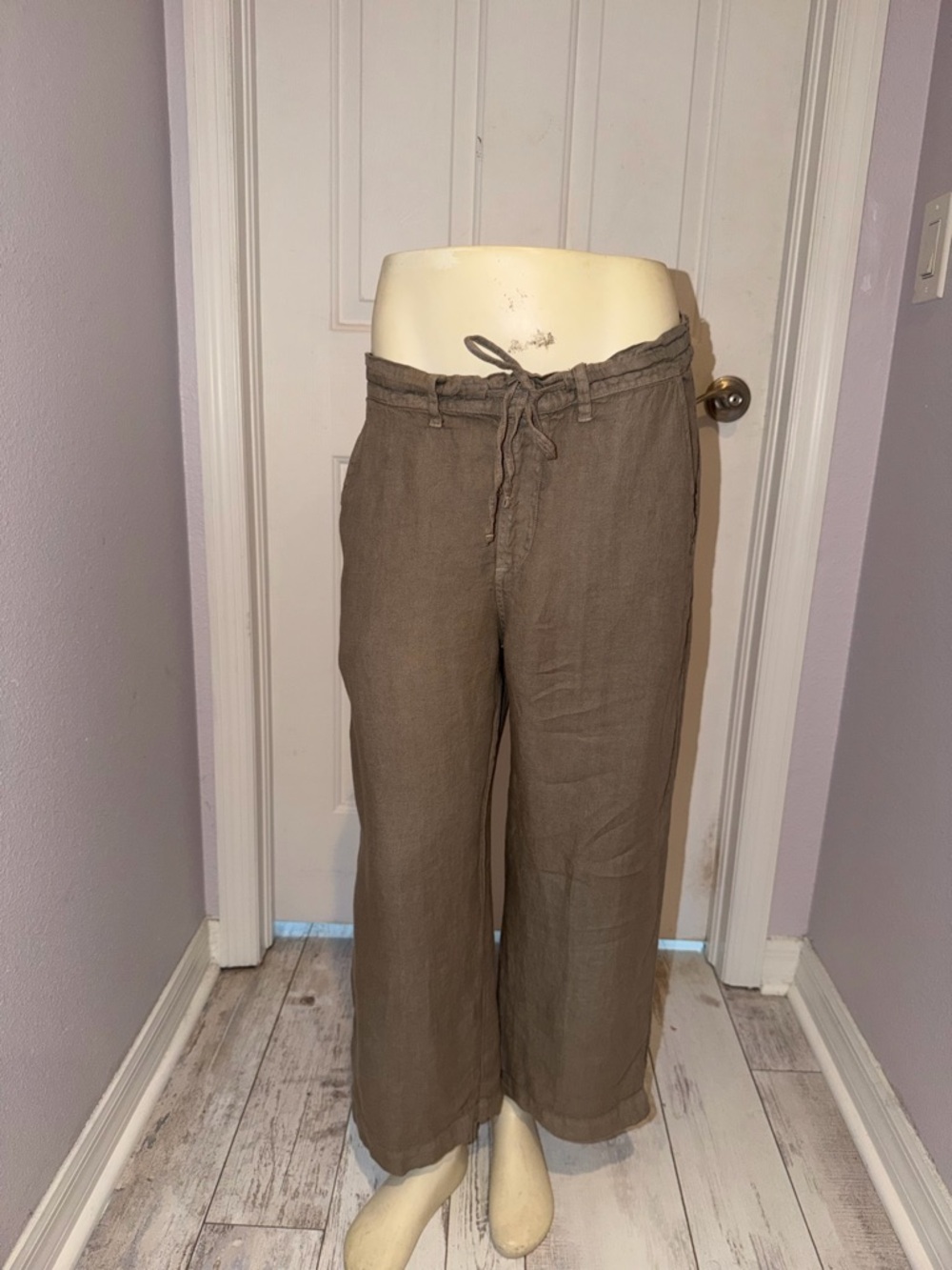 CP Shades Taupe Cropped Linen Pants